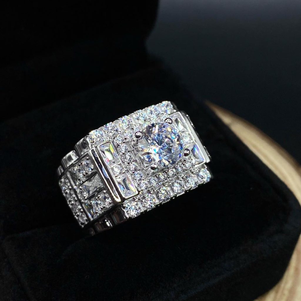 Nhẫn bạc nam đá vuông HKJNNM201520 HKJ