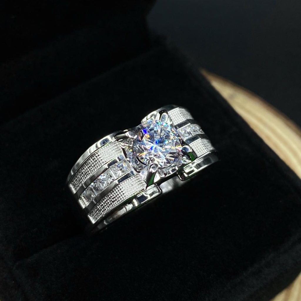 Nhẫn bạc nam đá vuông HKJNNM211000 HKJ